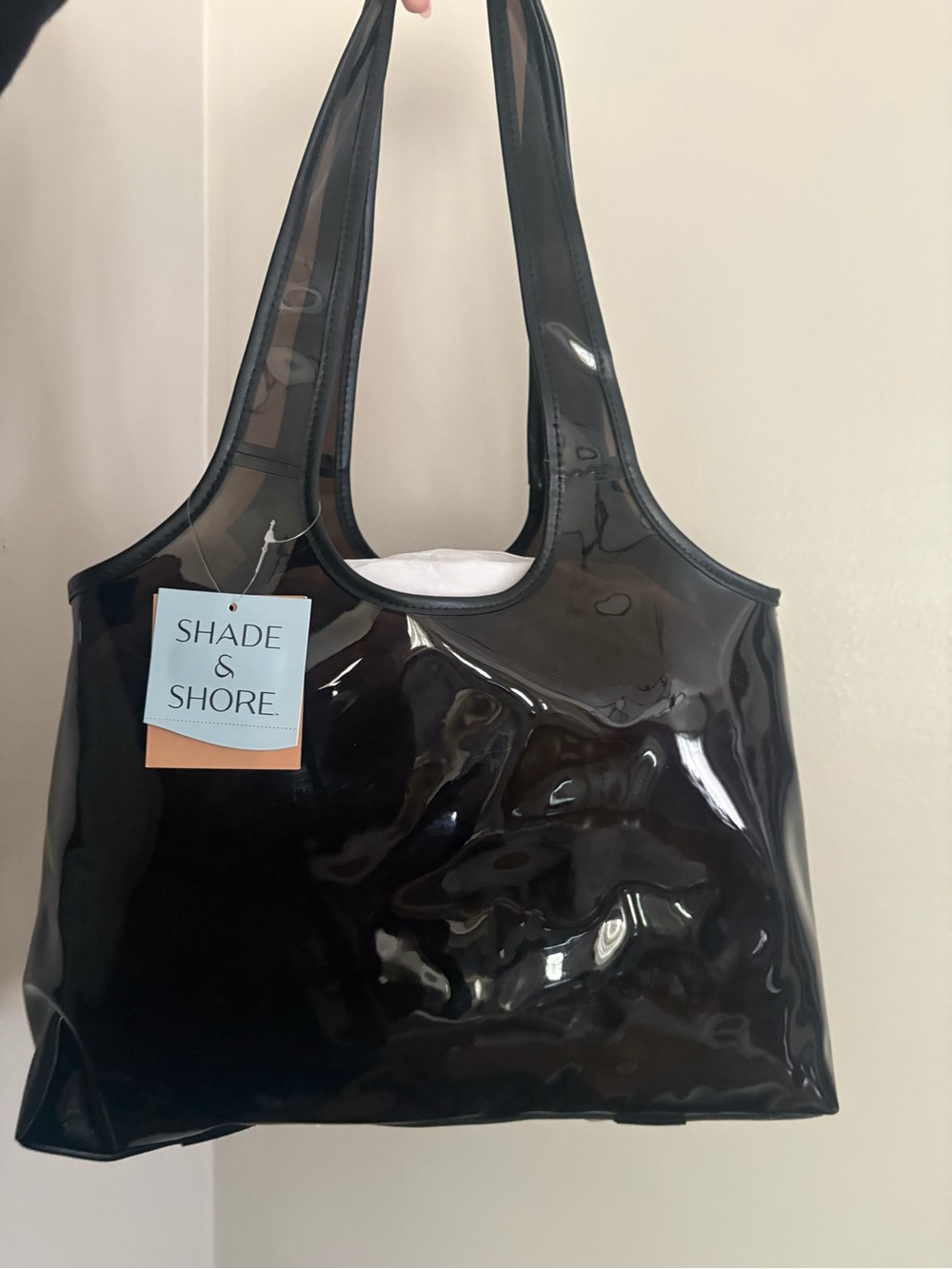 Shade and Shore Jelly Beach Tote Bag in Black NWT
